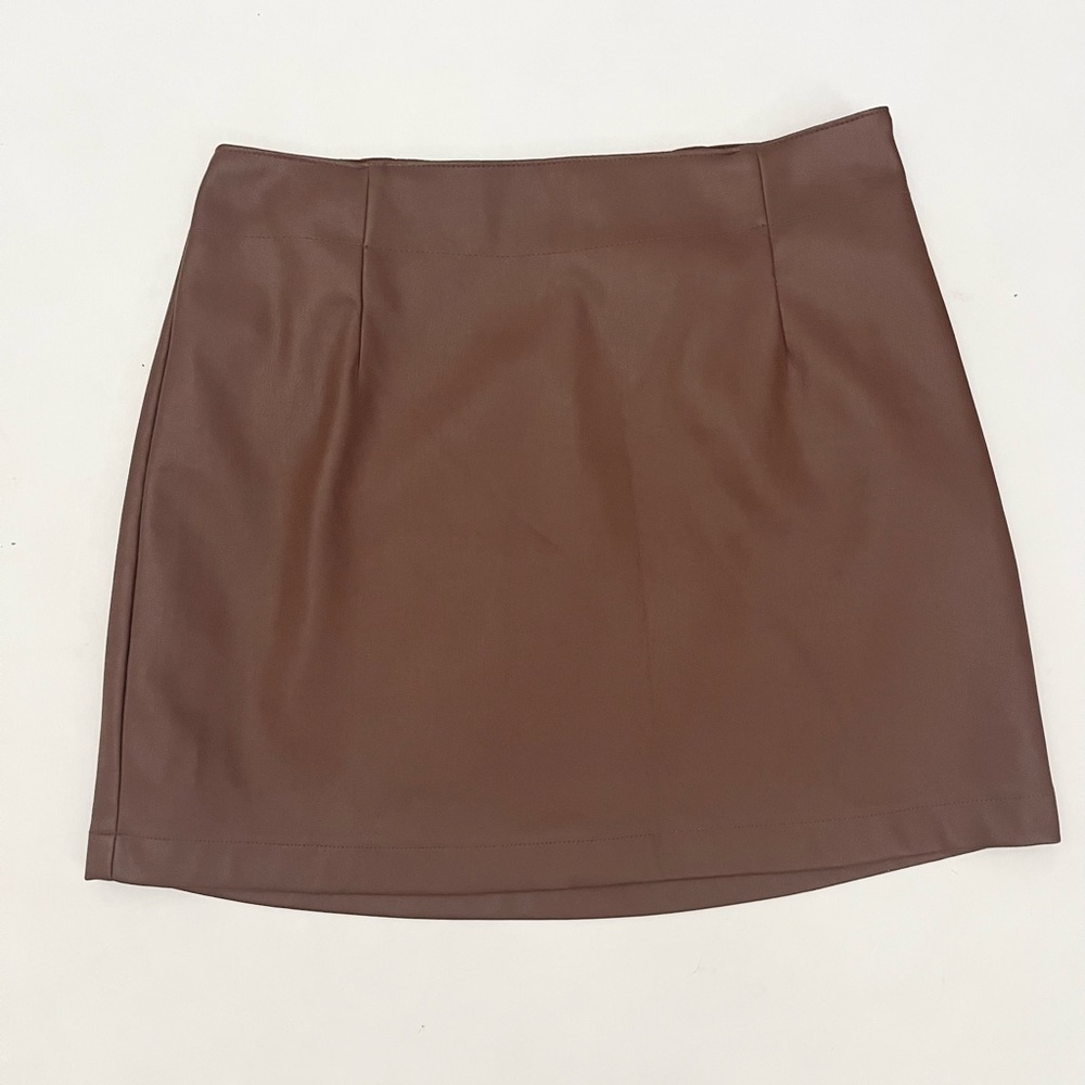 Abercrombie & Fitch Faux Leather Mini Skirt Warm Brown Women’s Size Small